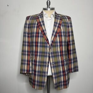 Jos A Bank 46L Check Plaid Sport Coat Blazer Menswear Classic Pattern